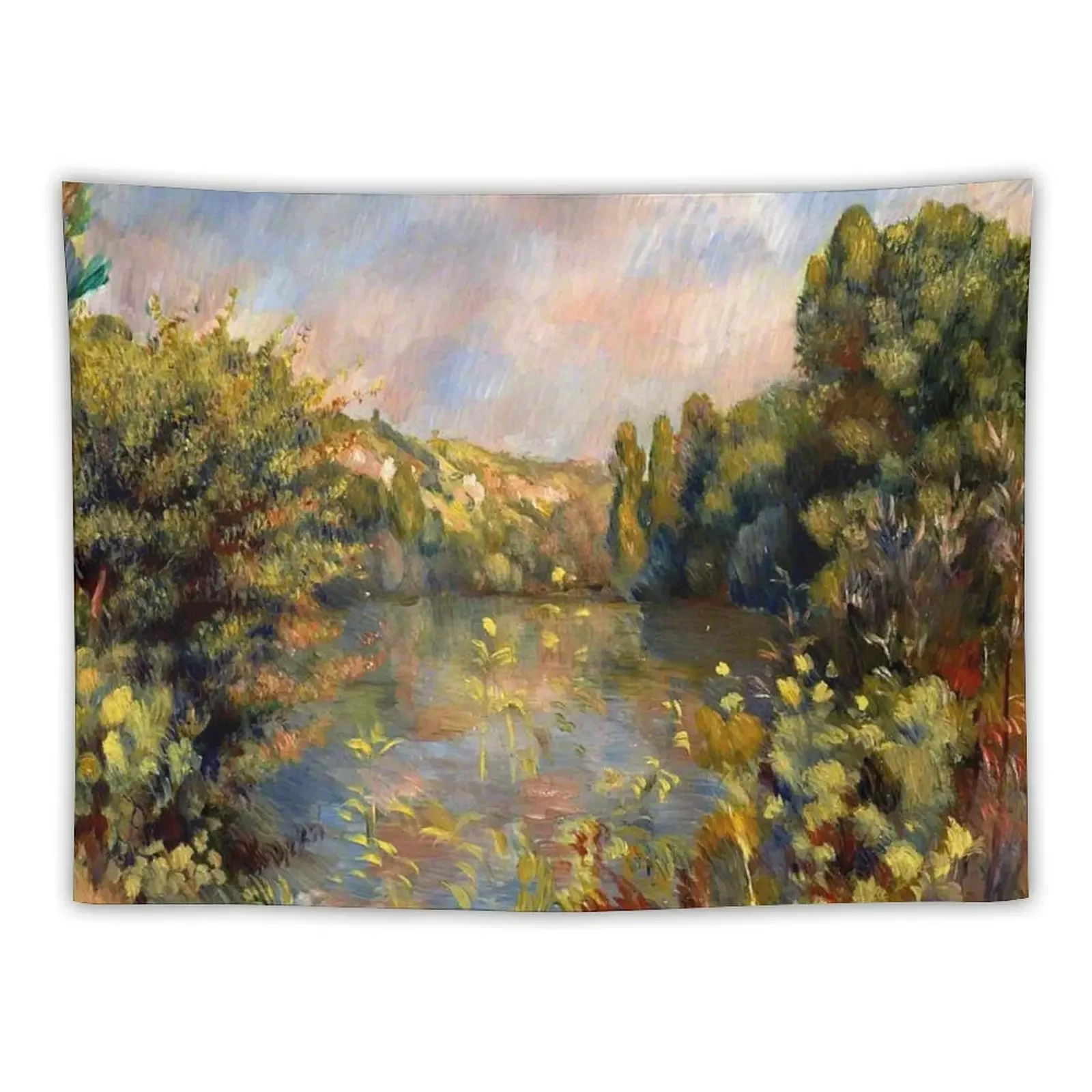 Lakeside Landscape, fine art painting by Renoir Tapestry Cute Room Decor Wall Decor Hanging Bedroom Decoration Tapestry