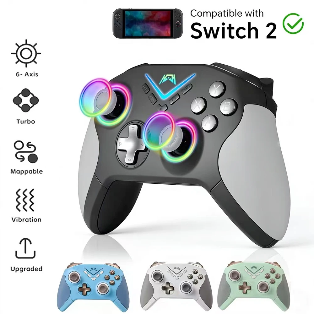 

Беспроводной RGB-контроллер с поддержкой Bluetooth для Nintendo Switch и Switch 2, а также геймпад для Android с джойстиком на эффекте Холла