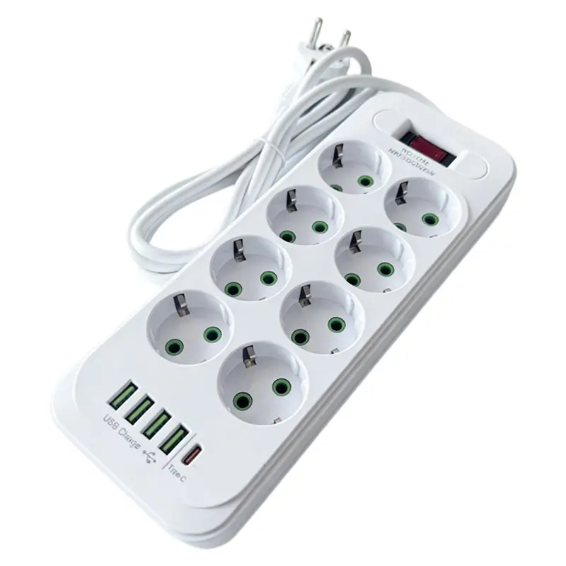 awah-eu-2500wサージプロテクター-13in1電源タップ-2mケーブル付き-8acコンセント-4usb-type-c充電拡張ソケット-euプラグ