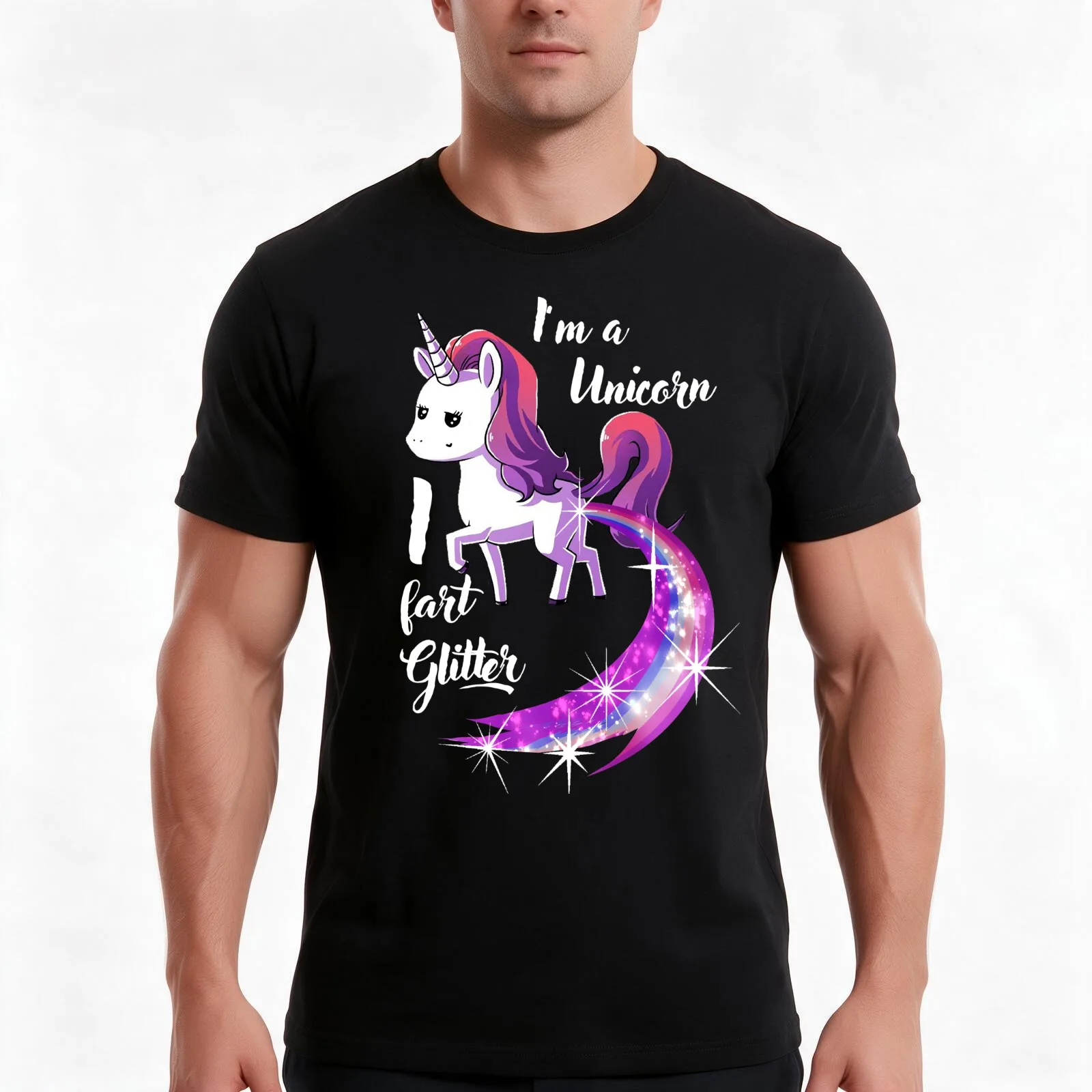 Awesome Unicorn Glitter T-Shirt Summer Casual Cotton Tee Oversized Streetwear Tops Vintage Graphic Print Unisex Men Women