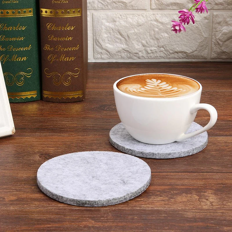 【10Pcs/set Round Felt Coasters Dining Table Protector Heat-resistant Coasters Coffee Tea Hot Drink Cup Placemats】