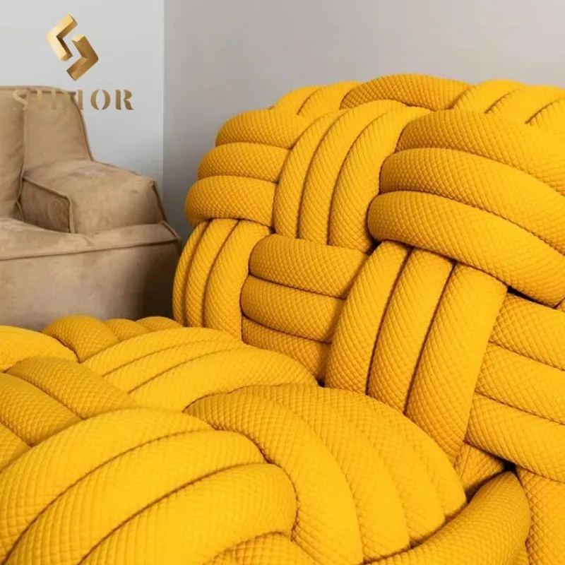 كرسي أريكة منسوج بعقدة إسكندنافية لغرفة المعيشة وغرفة النوم كرسي محبوك كرسي كسول شخصي