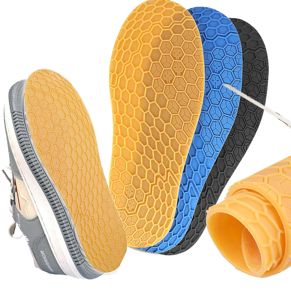 1Pair DIY Replacement Rubber Full Soles Anti-skid Honeycomb Texture Pattern Durable Sole Pads Silent Wear-resistant Shoe Outsole