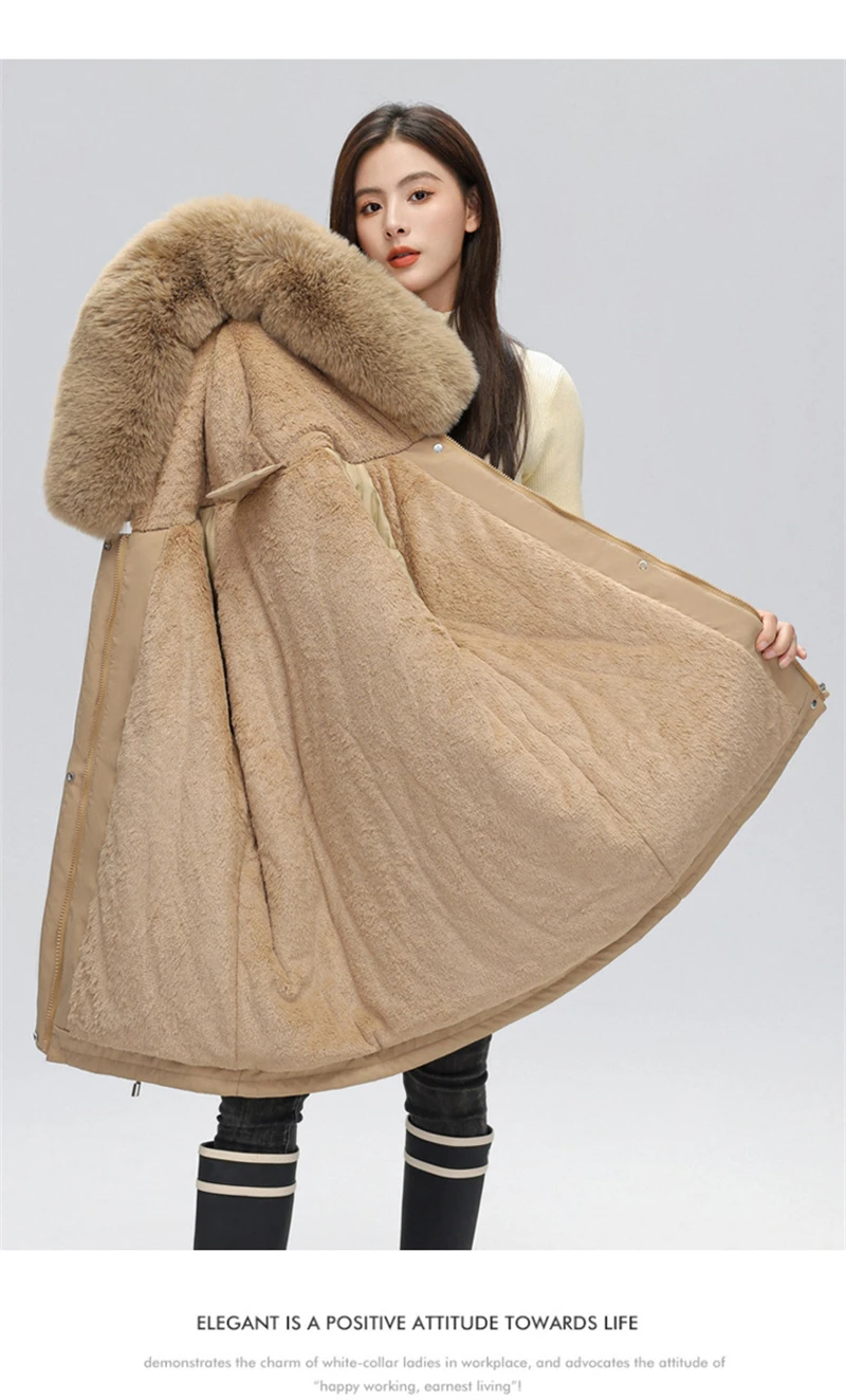 Winter Coat New Women's Thick Cotton Jacket Women's Medium Long Korean Version Fur Collar Coat Female Warm Parka Overcoat