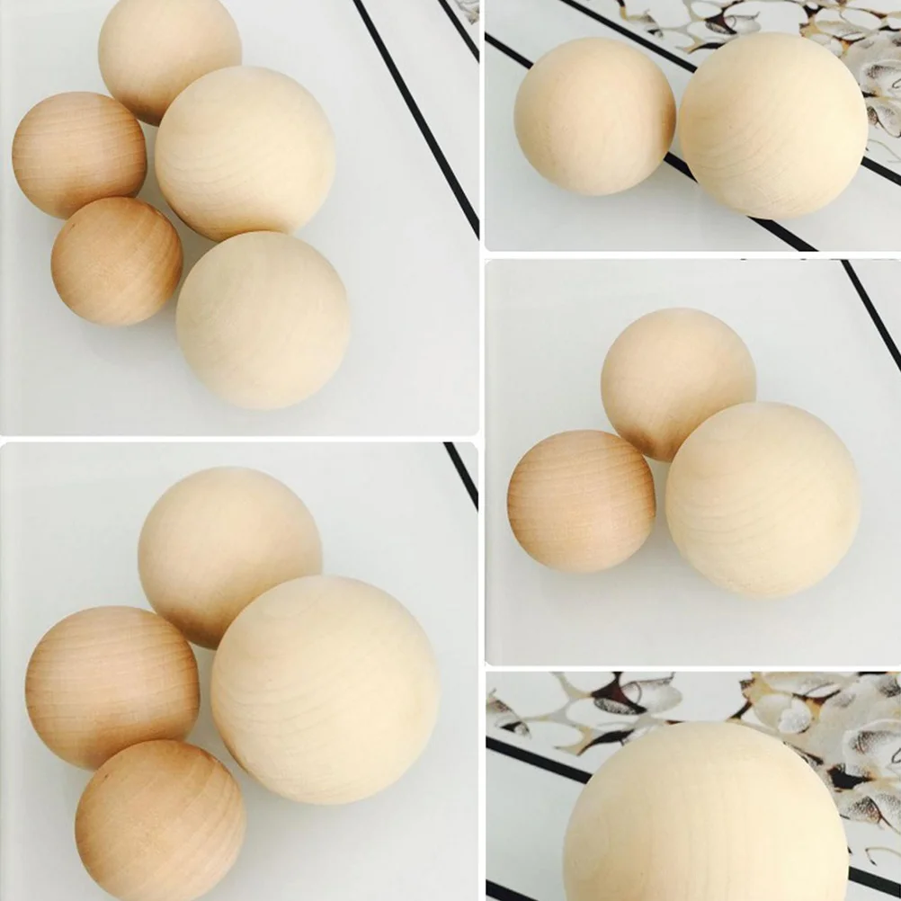

5pcs 4Cm Craft For Solid Wooden Wood Round For Jewelry Manual Decor Diy Kids Party Supplies Solid Wooden Ball Diy Wood Ball