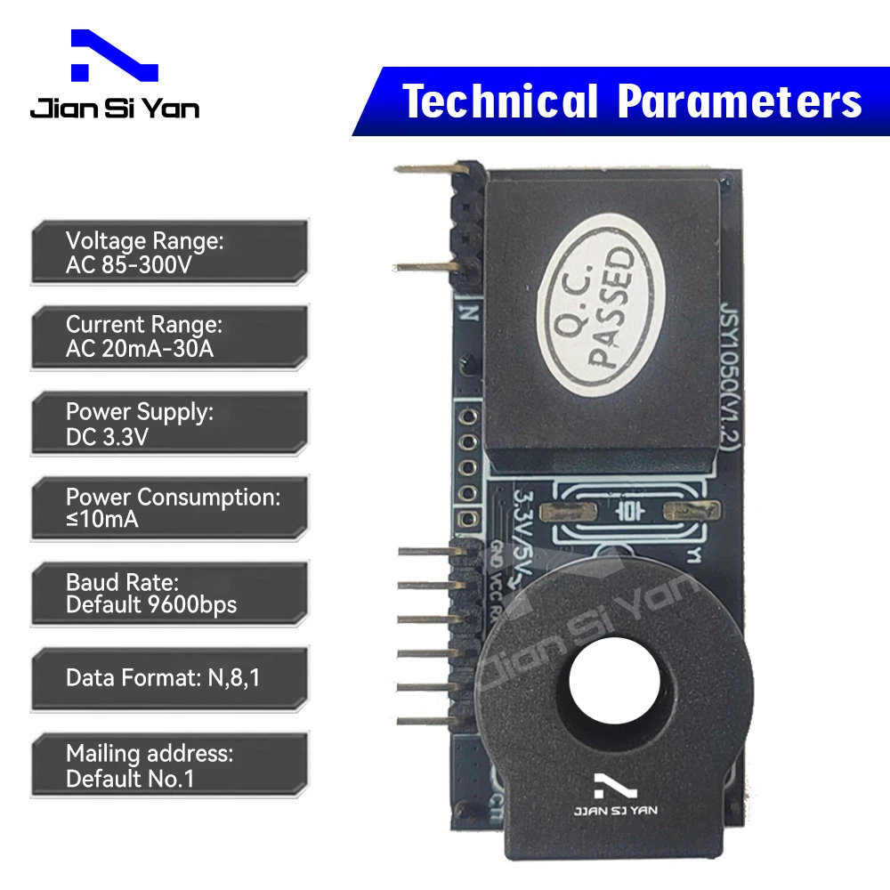 JSY1050 AC Current Meter Miniature TTL MODBUS Power Meter Solar Monitoring Energy Monitor