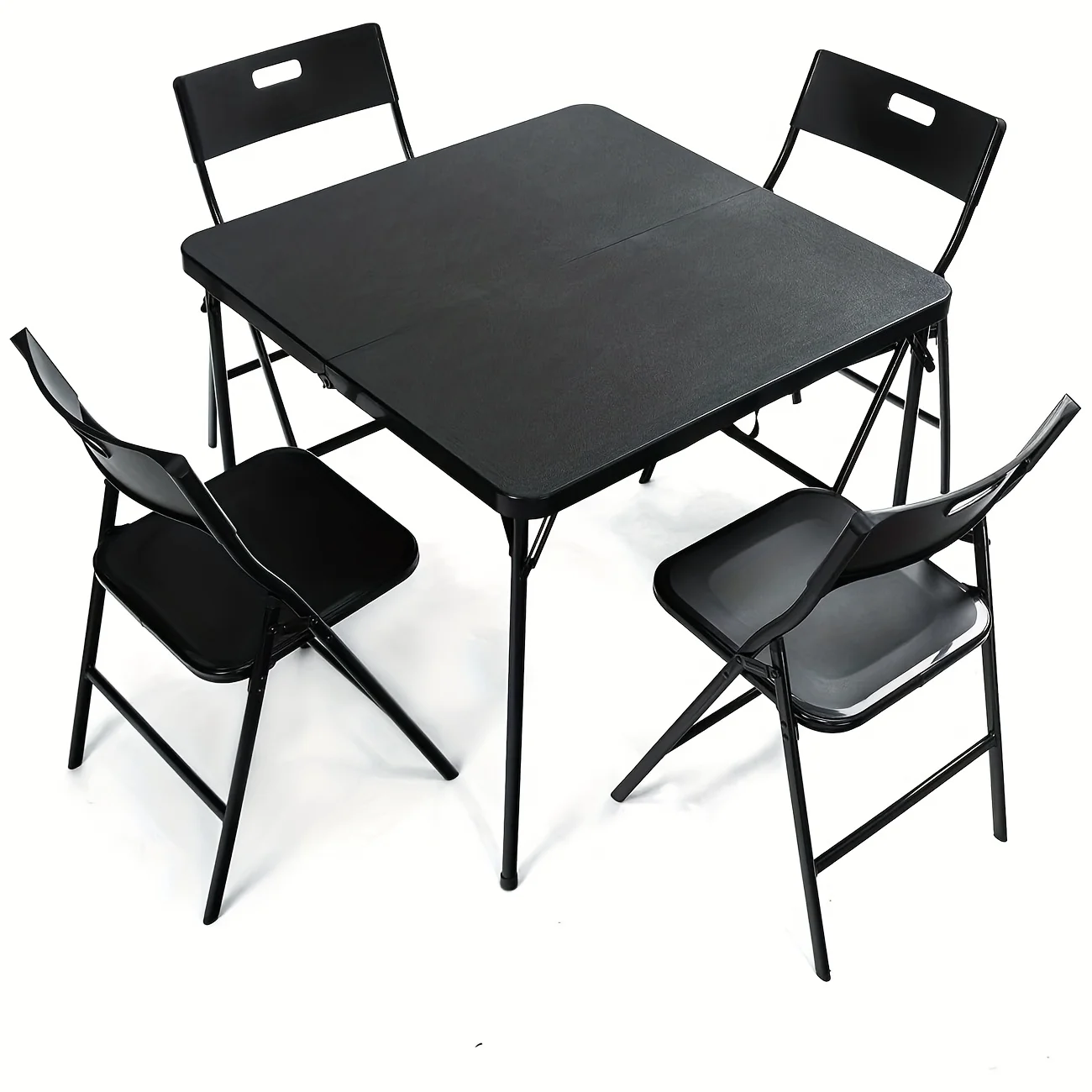 

5pcs Card Table And Chairs, Portable And Foldable, 34-inch Plastic Folding Dining Table with Chairs Set Of 4 for Outdoor, Partie