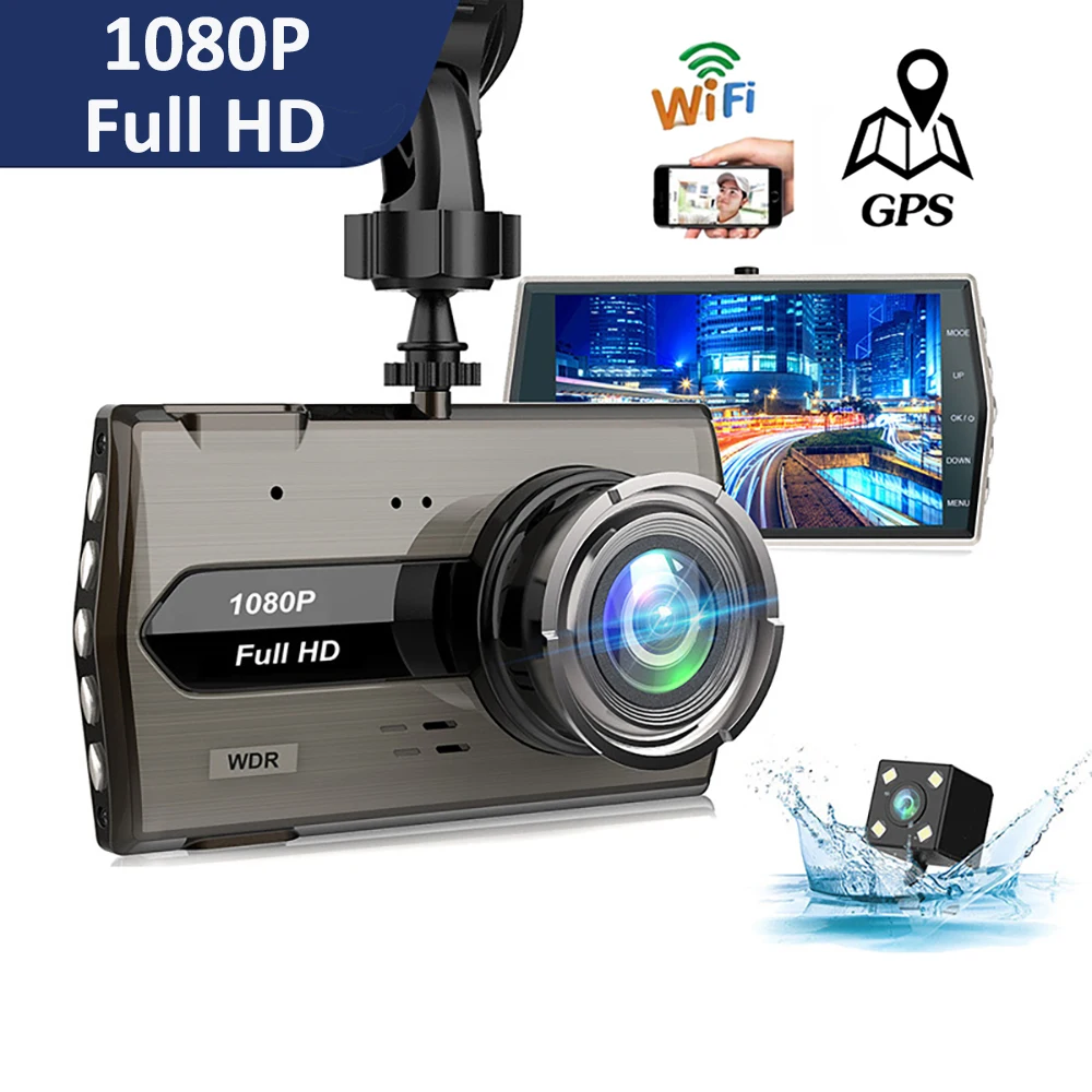 Car DVR WiFi Full HD 1080P Dash Cam Rear View Car Camera Drive Video Recorder Auto Parking Monitor Night Vision Black Box GPS