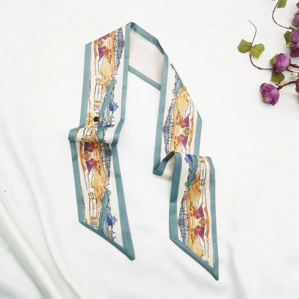 

Fashion Floral Headband Ribbon Oil Painting Hair Ribbon Scarf Chinese Style Butterfly Tie Hair