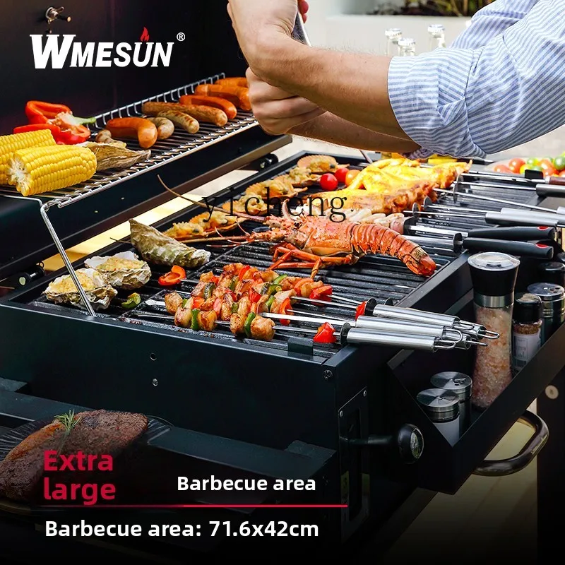 TQH Parrilla de carbón para el hogar Villa Patio Parrilla Parrilla móvil Barbacoa americana ahumada