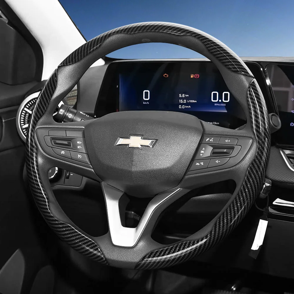 Funda para Volante con Textura de Fibra de Carbono, Compatible con Chevrolet, Diseño Segmentado de Liberación Rápida, Duradera, para Silverado, Equinox, Trax, Onix, Tahoe, Traverse, Trailblazer, Colorado, Tracker, Suburban, Onix Plus