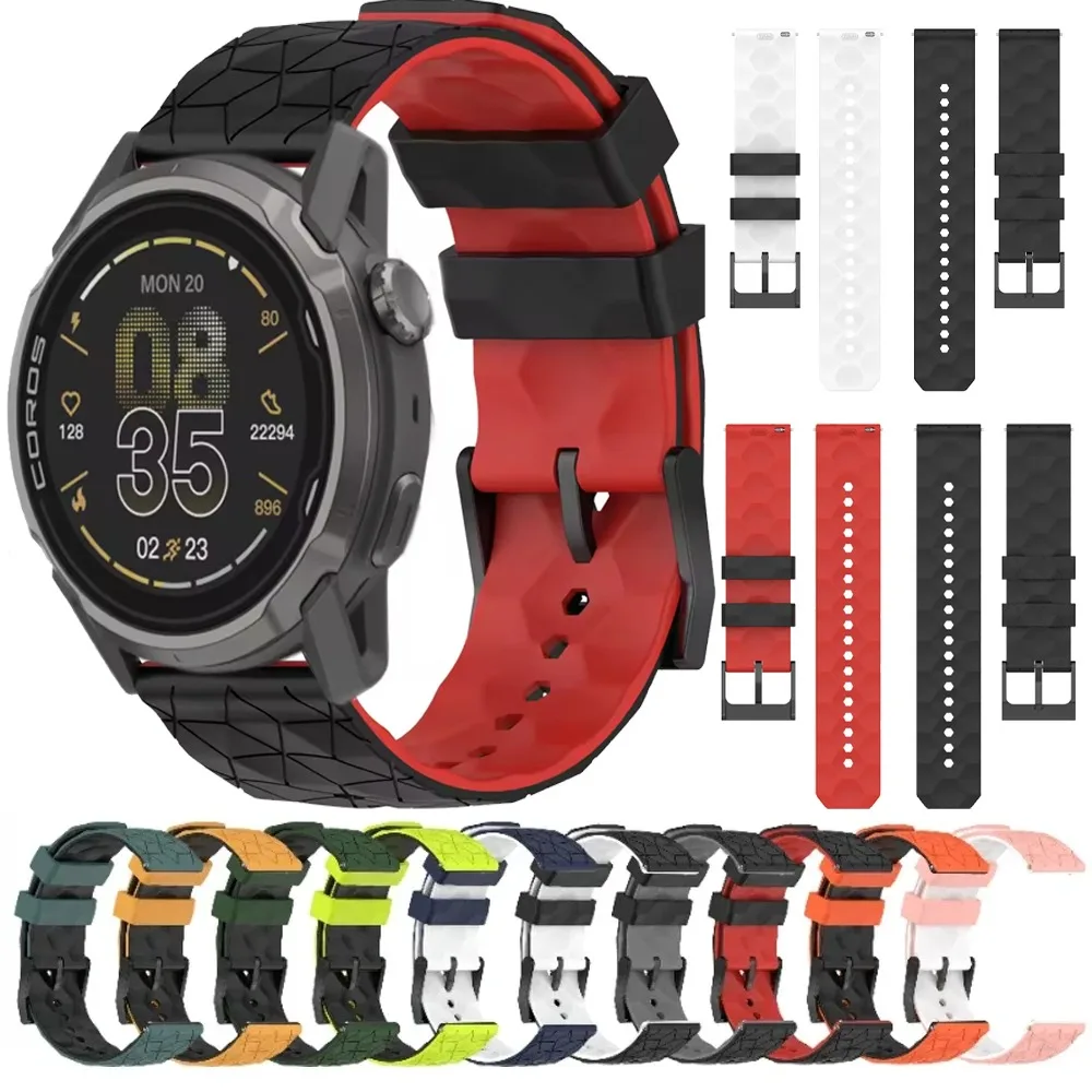 22/20mm Soft Silicone Strap for Suunto Vertical 2/1 Race 2/1/S Football Pattern Watchband for CMF 3-2-1 Pro COROS APEX 4 PACE 4