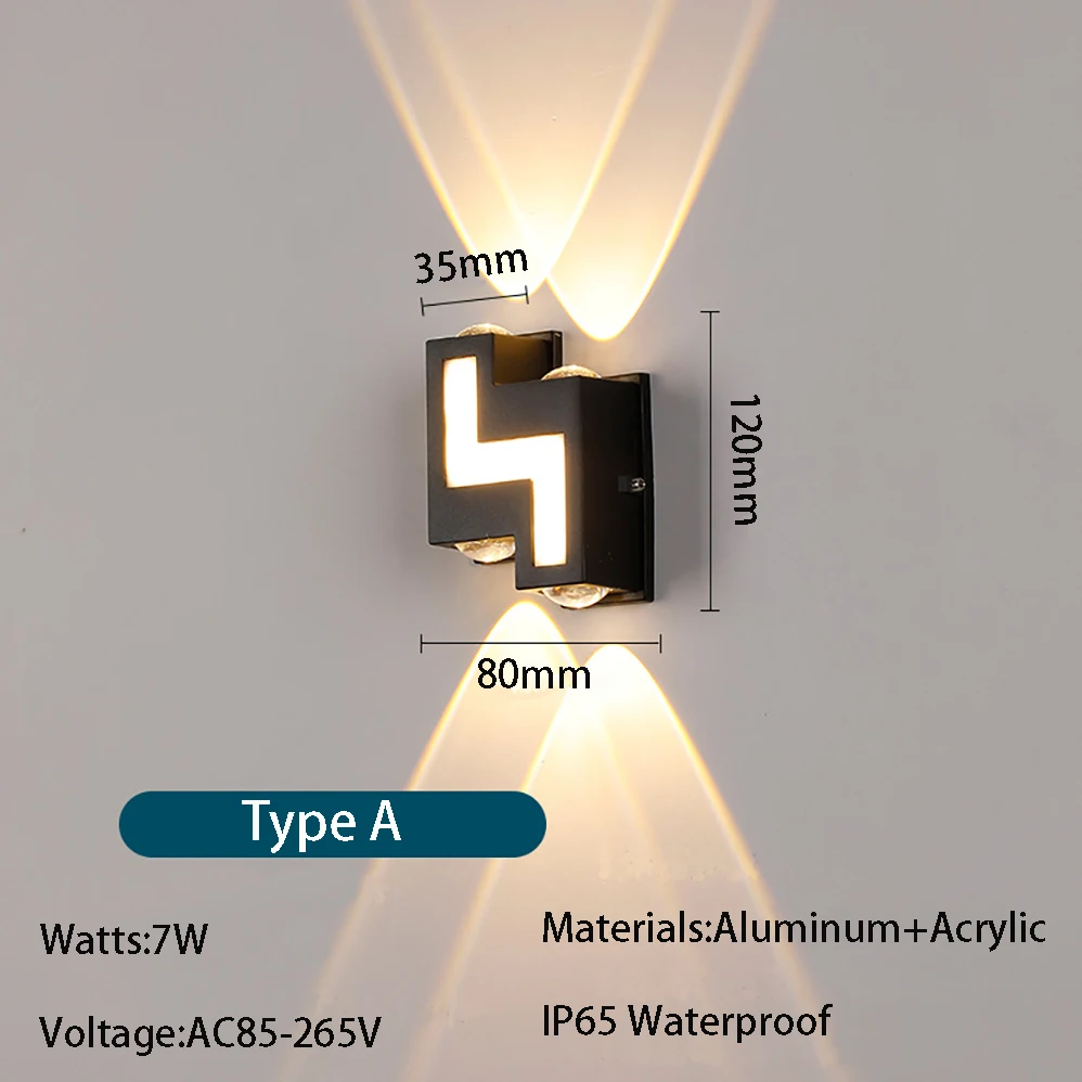 Lámpara LED de pared para interiores y exteriores, iluminación moderna de estilo minimalista, resistente al agua IP65, AC85-265V, 6W, 7W, 12W, para jardín/valla/puerta