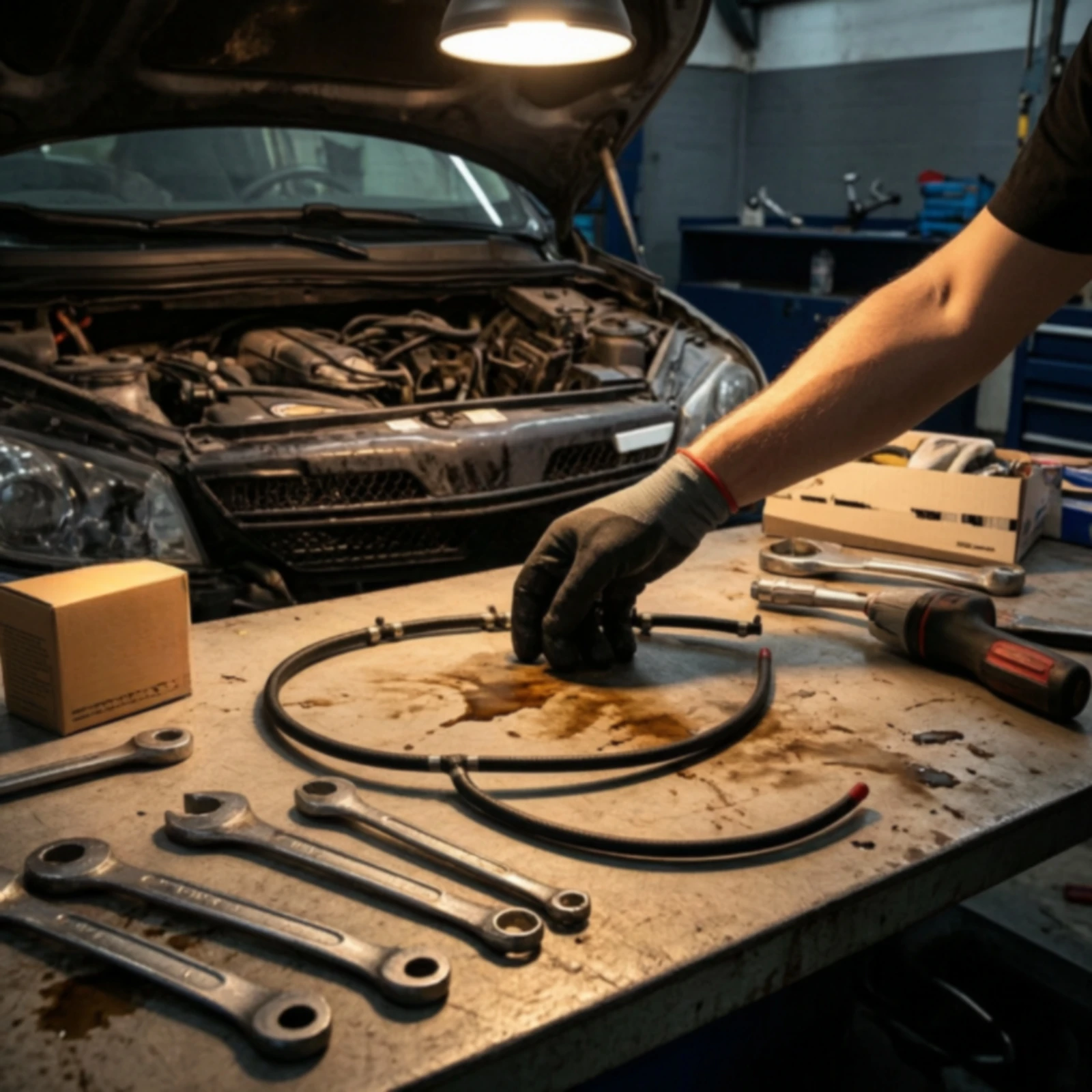 Engine Oil Hose with Clips Molded Hose Assembly Leakunobstructed Rubber for Mechanics, Automotive Maintenance