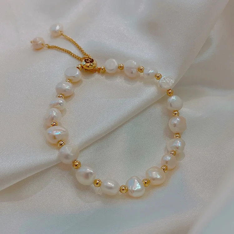 100% Natural Baroque Freshwater Pearl 14K Gold Filled Ladies Charm Bracelet Jewelry For Women Birthday Gifts Cheap No Fade