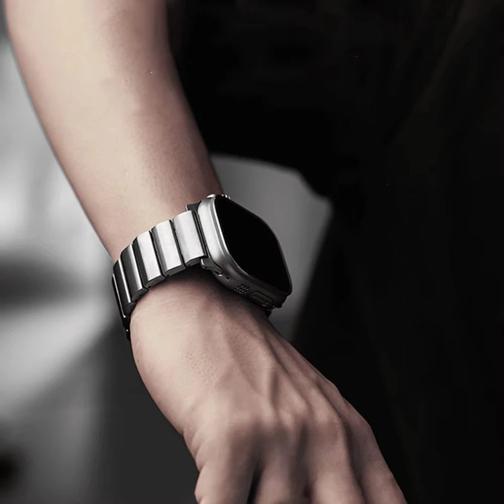 Роскошный титановый браслет для Apple Watch Band 49 мм 45 мм 46 мм 44 мм Мужской металлический браслет Correa IWatch Series 10 9 8 7 6 SE 5 4 Ultra 2