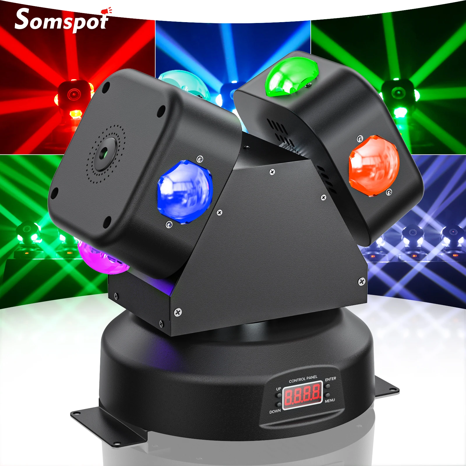 Somspot 120W Beam Moving Head Light RGBW Laser Lights DMX Sound Control Stage Lighting Effect for DJ Disco Party Concert Theater