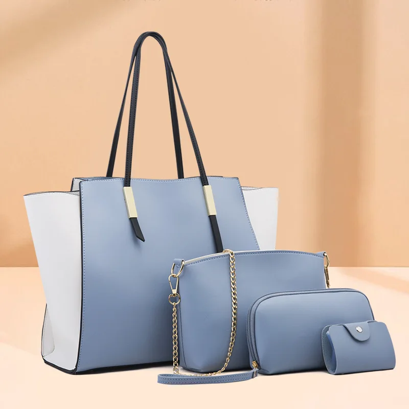 Women Bags Set Urban Trend Shoulder Bag Crossbody Bag Clutch Bag Card Pack 4pcs PU Composite Bags Large Capacity Tote Bags Suit