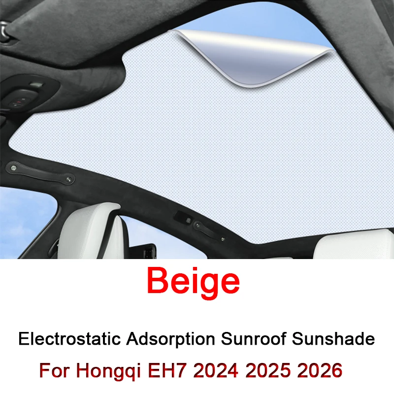 

Fit For Hongqi EH7 2024 2025 2026 Electrostatic Adsorption Car Roof Sunshade Skylight Blind Shading Windshield Sunroof Cover