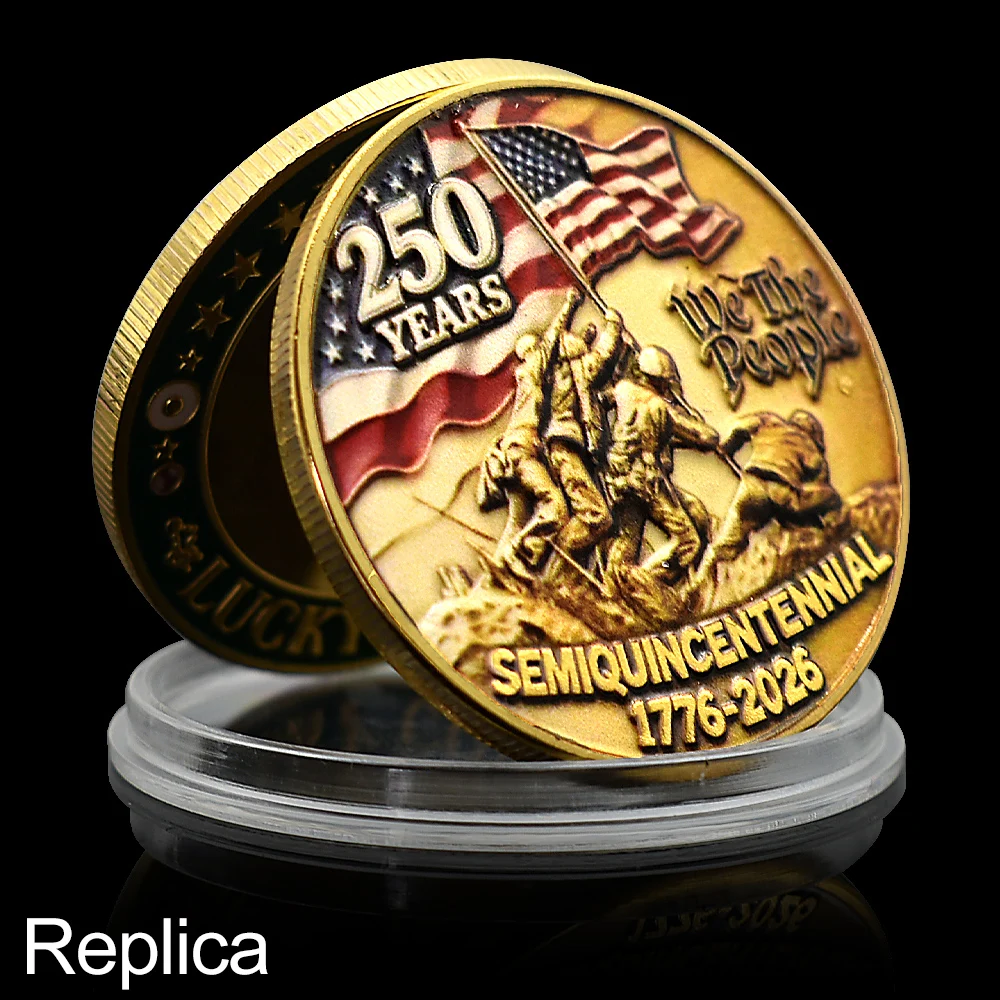 

United States 250th Anniversary Coin 1776-2026 Semiquincentennial Flag We The People Collectible Gift Souvenir replica