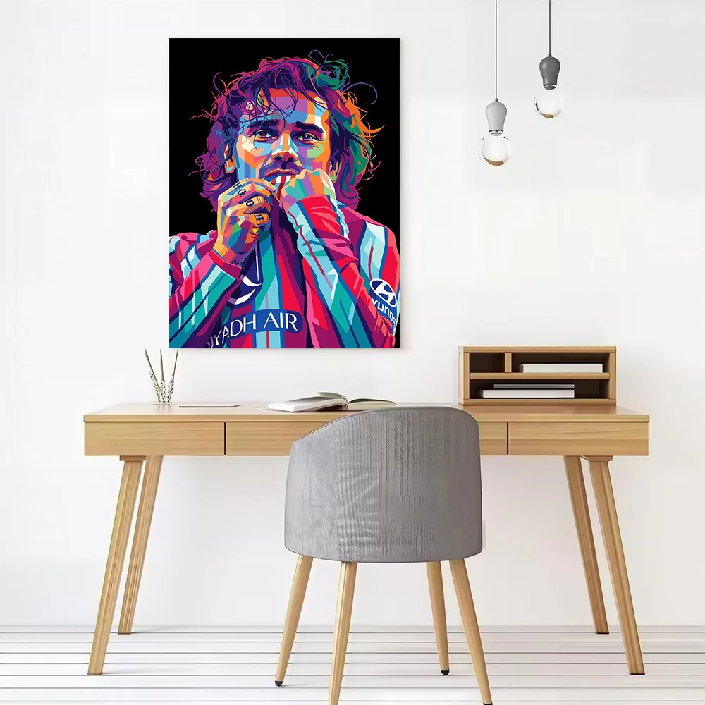 Antoine Griezmann Pop Art Portrait Poster Customizable Printed Canvas Painting for Pictures Wall Art Room Decorations Wand Deko