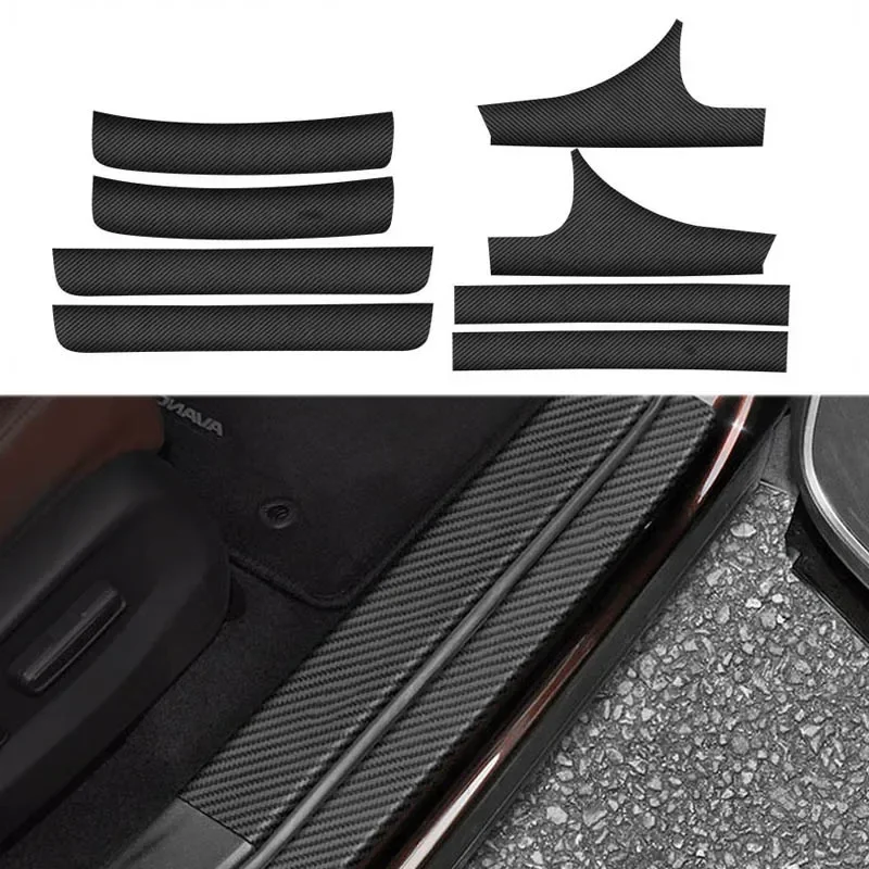 

Carbon Fiber Leather Interior Exterior Threshold Door Sill Decoration Welcome Pedal For Honda Accord 10th 2018 2019 2020 2021