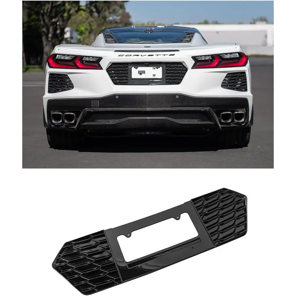 

Replacement or 2020-Present C8 Base els | Z06 Perormance Inspired Style ABS Plastic - Painted Carbon lash Metallic Rear License