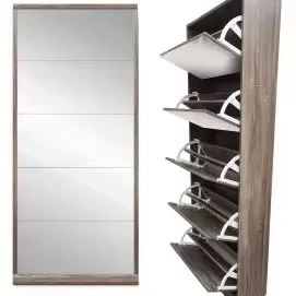 XX-5 Doors Rotating Wooden Panel Modern Mirror Shoe Storage Cabinet Rack for Home Living Room Bedroom Apartment*
