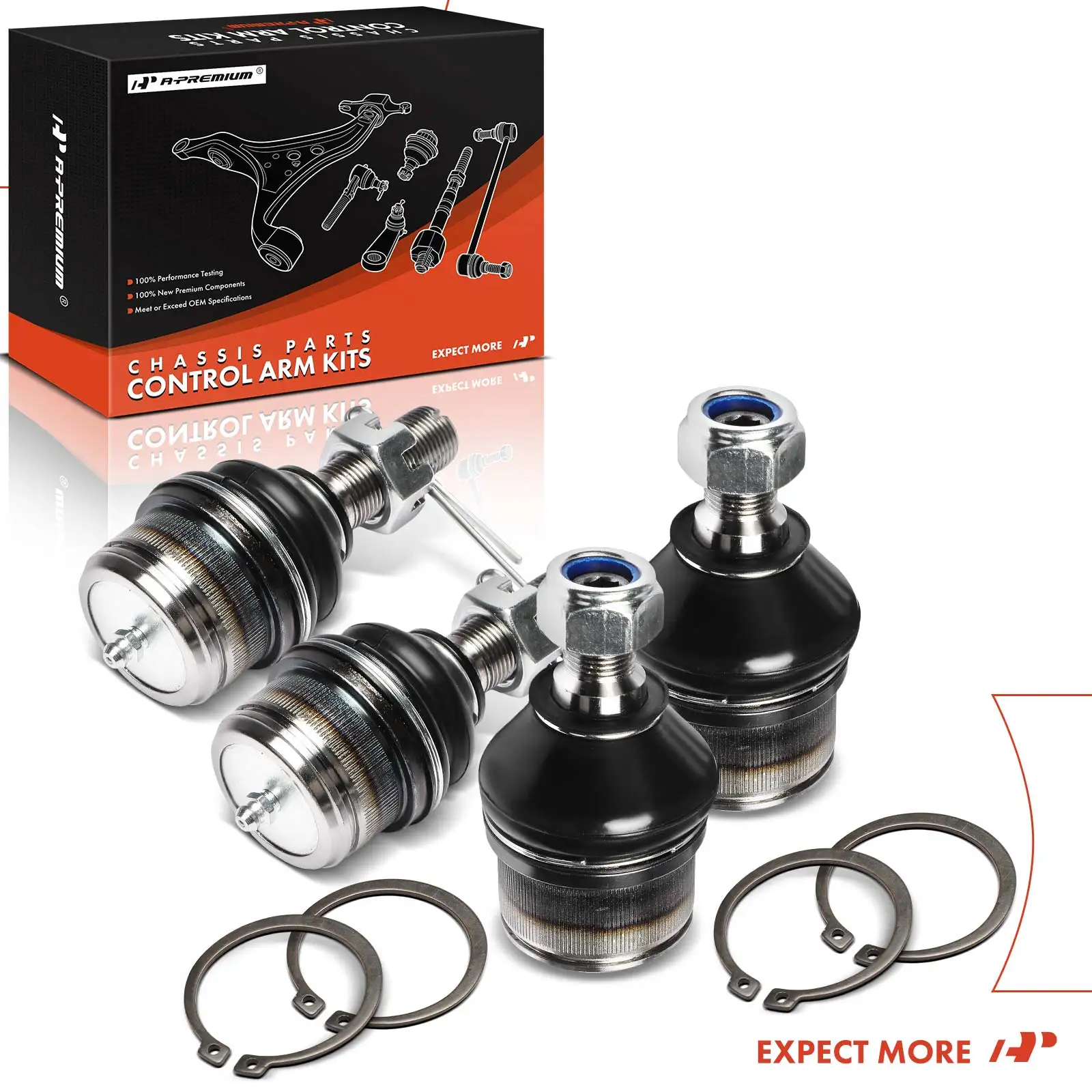 A-Premium 4x Front Upper & Lower Suspension Ball Joints for Ford F-250 1980-1997 F-350 1980-1982 F-250 HD 1997