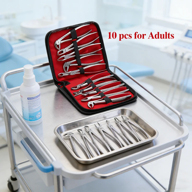 

10pcs Dental Extraction Forceps Kit Surgical Tooth Forceps for Adults Dentist Tools Oral Surgery Instruments