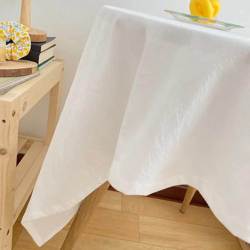 White Rectangular Cotton Tablecloths Washable Wedding Party Kitchen Dining Living Room Birthday Tabletop Decoration Table Covers