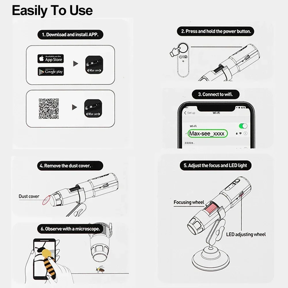 ไร้สาย Dermatoscope เครื่องวิเคราะห์ผิวหนังศีรษะ 1000X เครื่องวิเคราะห์ใบหน้าและร่างกาย Electronics กล้องจุลทรรศน์สุขภาพความงามอาชีพ