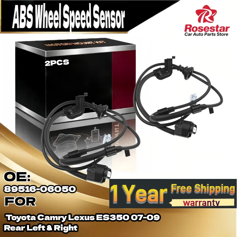 2PCS Auto Rear Left & Right ABS Wheel Speed Sensor 89516-06050 for Toyota Camry Lexus ES350 2007-2009