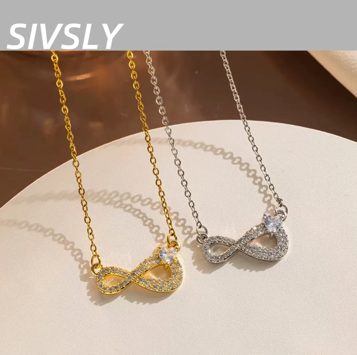 

Necklace Women European and American Simple Titanium Zircon Necklace Luxury Design Sense 8 Words Ins Trendy Network Hit Locker