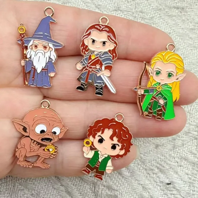 10pcs Movie Lord Rings Decorations Cute Alloy Pendant Anime Figures DIY Creative Fashion Jewelry Accessories Gift