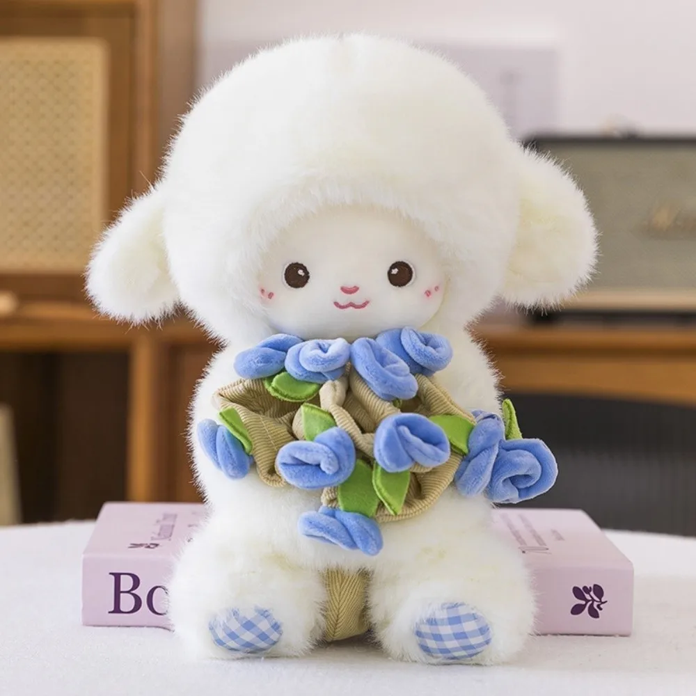 Muñeco de oveja de peluche suave creativo, pequeño Anime magnético, ramo de rosas de cordero, regalo de cumpleaños
