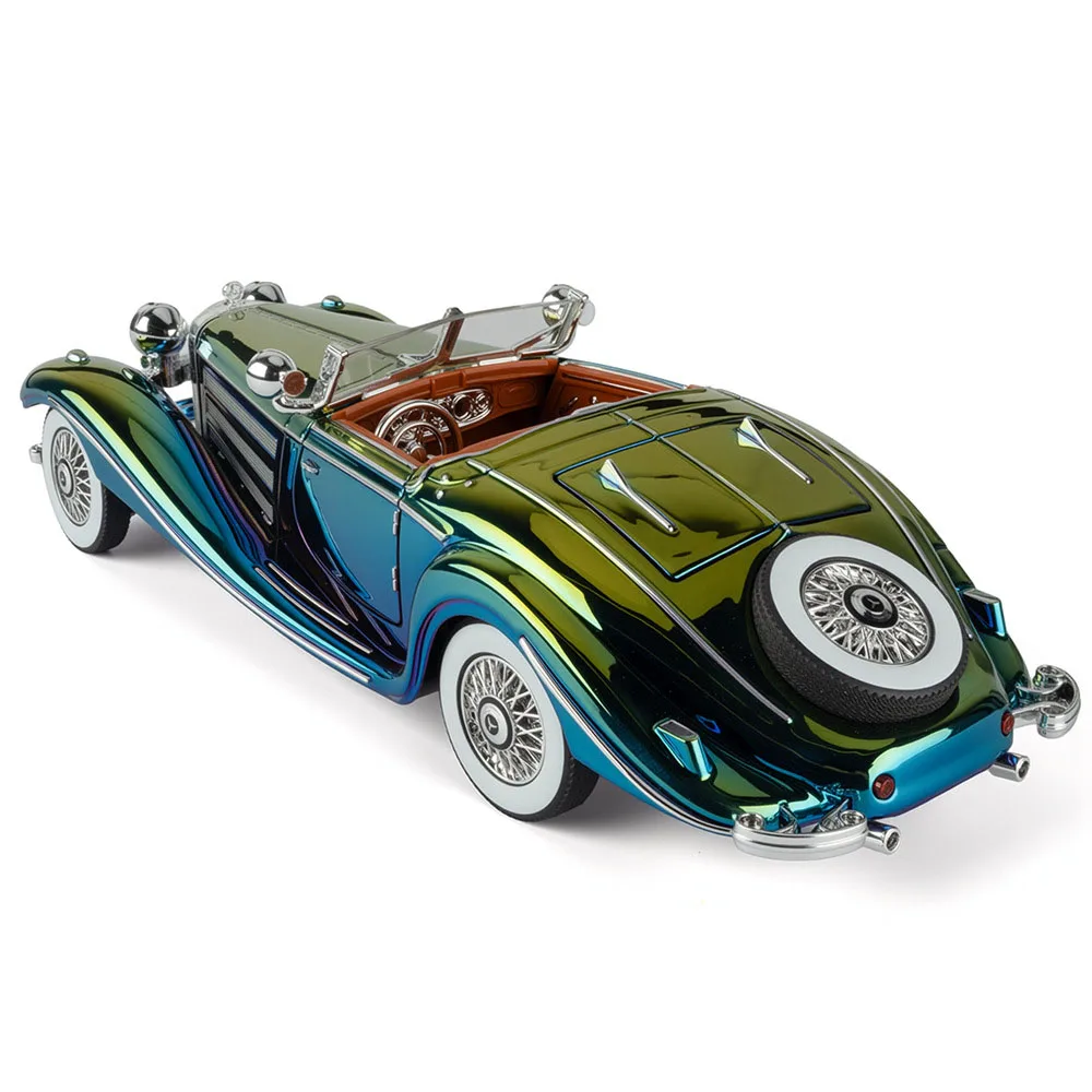 1:24 500K 300SL Alloy Vintage Auto Die-cast Model Speelgoed Vooraan Bestuurbaar Deuren Openen Geluid Licht Terugtrekbaar Jongens Cadeau Collectie