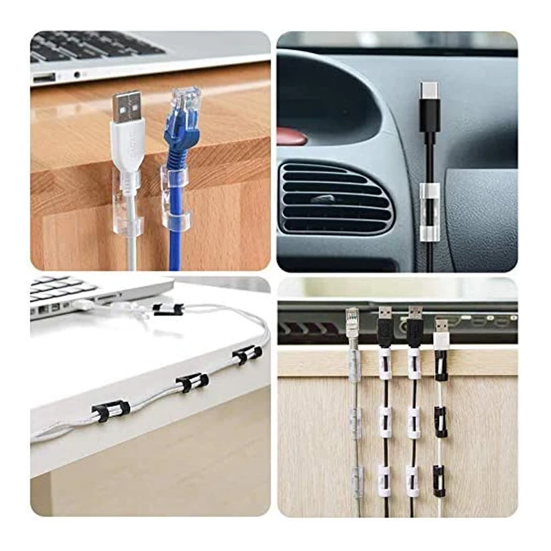 Cable Clips Strong Self-Adhesive Sticky Wire Clips Cable Management TV PC Wire Cable Holder Cable Cord Organizer for Home Office