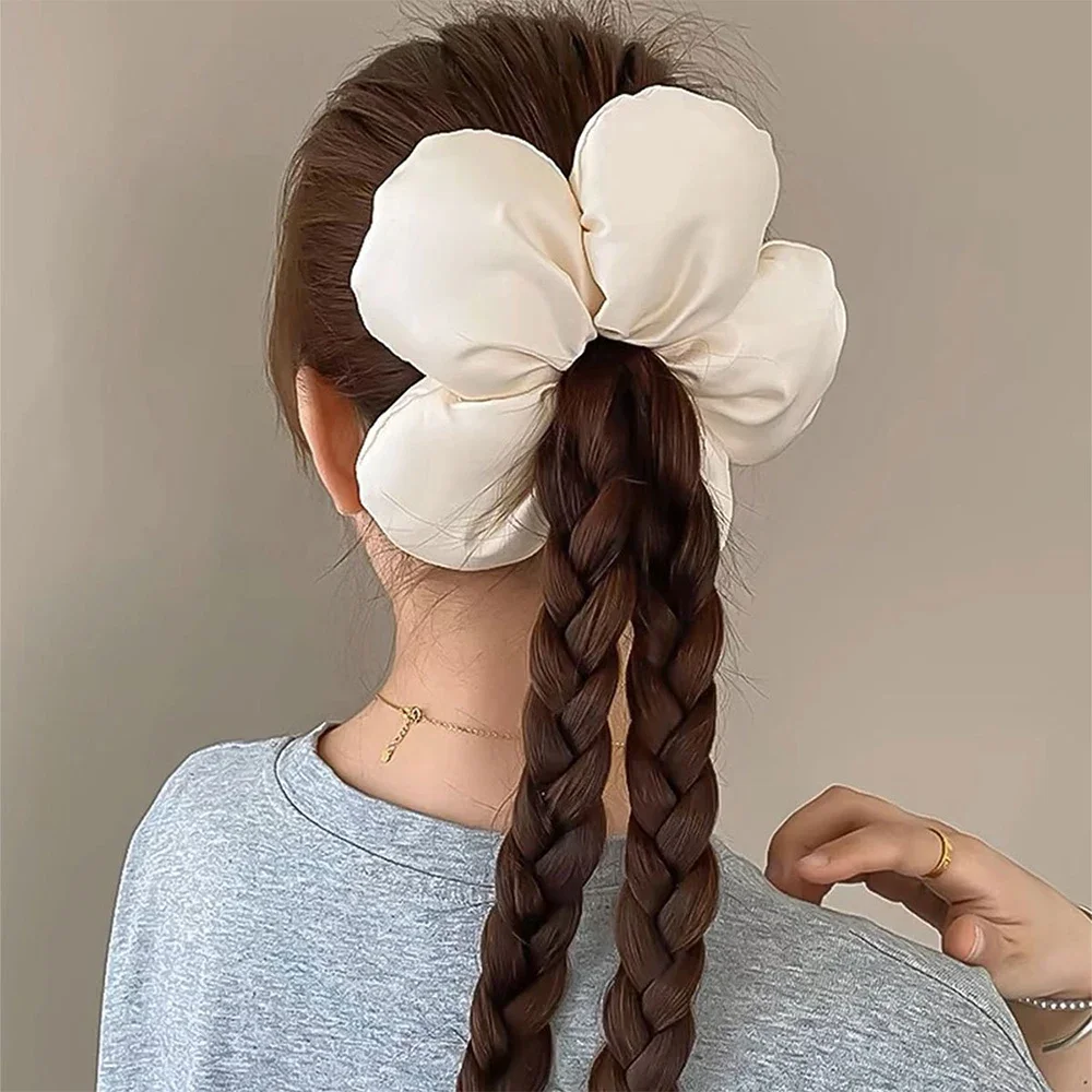 

4 Colors Korean Cotton-Filled 5-Petal Hair Circle 3D Flower Fabric Large Intestine Rope Premium Feel Women's Hair Accessory 헤어밴드