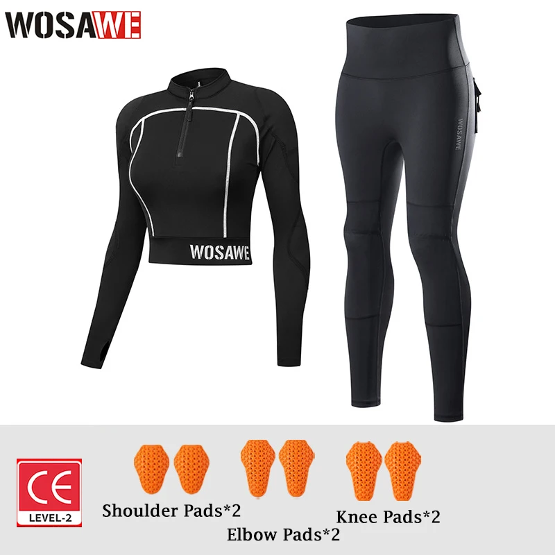 

WOSAWE Women Motorcycle Jacket and Pants Set with Removable Pads Soft Protective Gear CE Certified Safety Moto Racing Clothes #