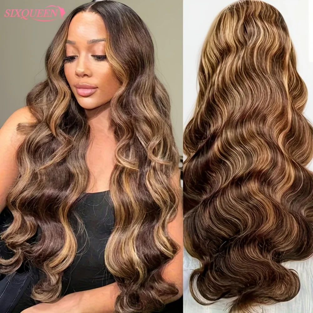 Body Wave Lace Front Wigs 13x4 13x6 HD Transparent 4/27 Lace Frontal Wigs Pre Plucked Highlight Transparent Lace Human Hair Wigs