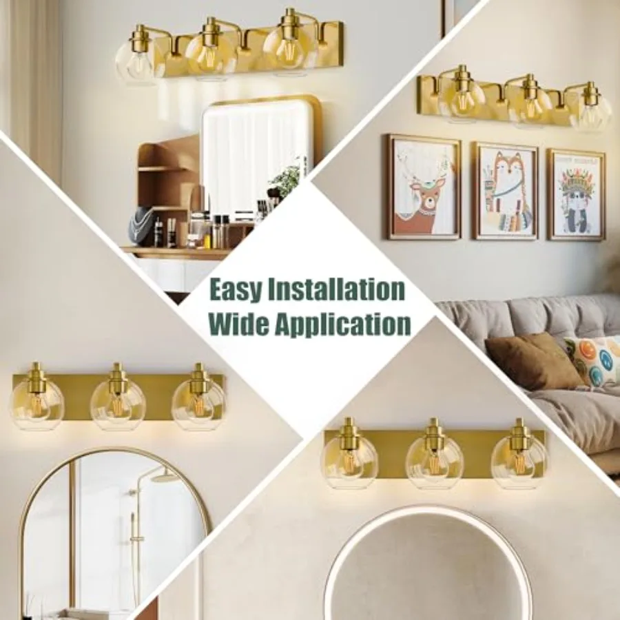 3 Light Bathroom Light Fixtures-Brushed Bathroom Vanity Lights, Modern Vanity Lights Bathroom Lighting Fixtures Over Mirror wit view 4