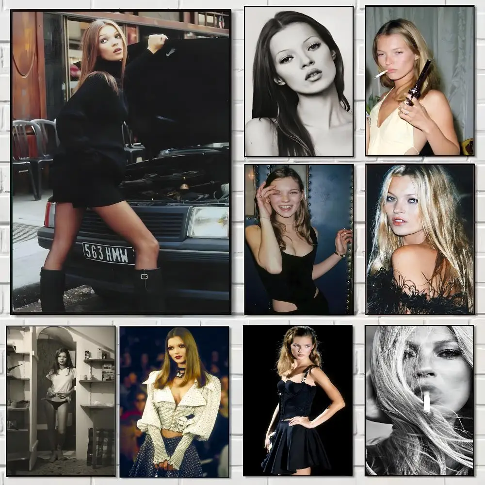 Fashion Icon K-Kate Moss Poster Pegatina artistica HD autoadhesiva impermeable para salon dormitorio
