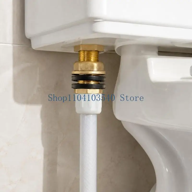02DC Water Tank Wall Fitting, 2 Pack Brass Bulkhead Fittings with Female-to-Male Threaded Assembly and Two Sealing Rings on Each