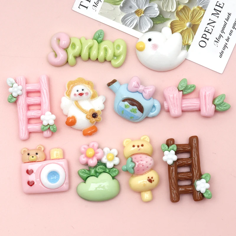 10/100pcs Kawaii Resin Decor Flatback Ladder Camera Slime Charms Cabochons Embellishments DIY Ornament Crafts Home Decorations