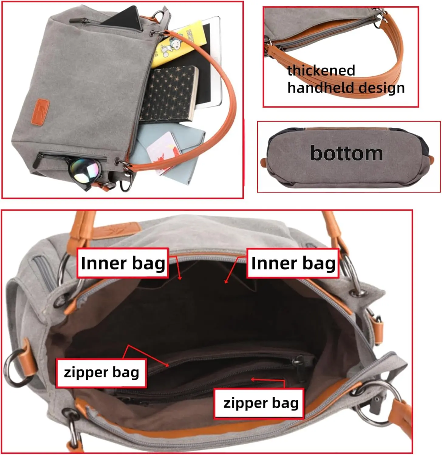 Fashion Women's Canvas Tote Bag Artistic Shoulder Crossbody Large Capacity Women Bag Canvas Travel Vintage Underarm Bag Purse