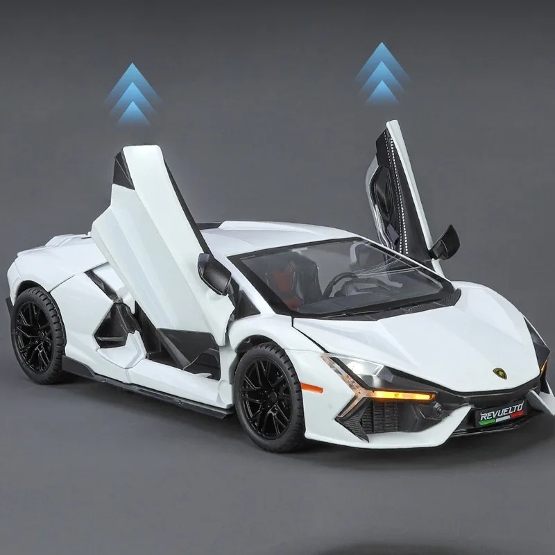 1:24 Lambo Revuelto Diecast Luxe Legering Automodel Terugtrekken Geluid En Licht Verzamelen Speelgoed Auto Kinderen Speelgoed Geschenken