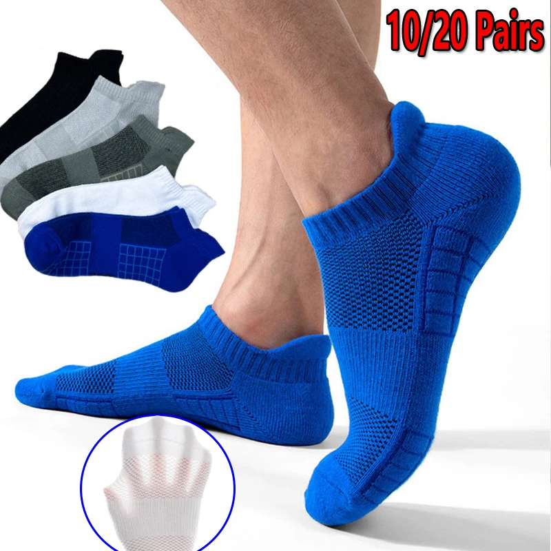10/20 Pairs Ankle Socks Men Women Breathable Mesh Cotton Socks Running Sports Solid Color Boat Socks Couple Student Ear Athletic