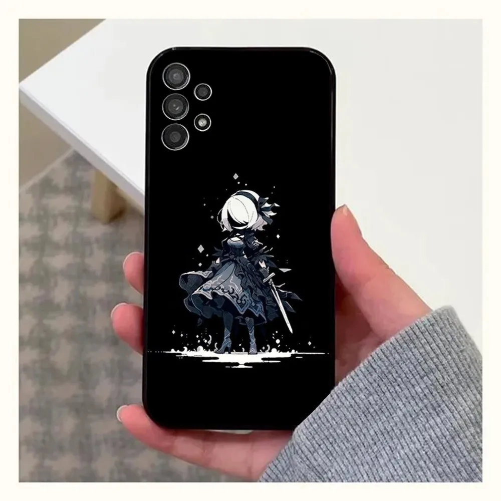 Anime N-NieR Automata 2B Phone Case For Samsung Galaxy A13,A21s,A22,A31,A32,A52,A53,A71,A80,A91 Soft Black Cover