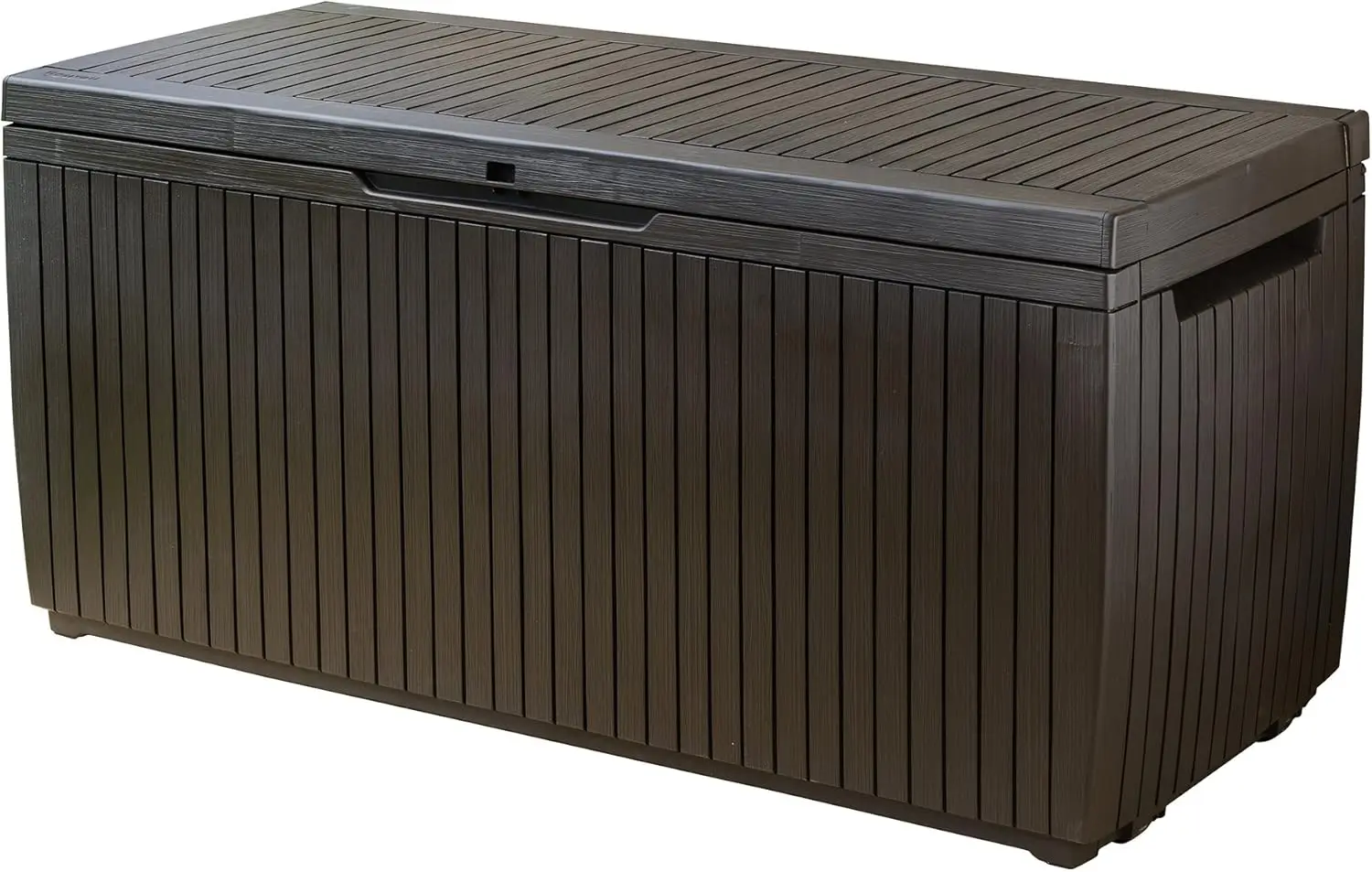 

80 Gallon Outdoor Storage Box for Patio Furniture, Pool Toys, Garden Tools with Handles and Rollers, Brown